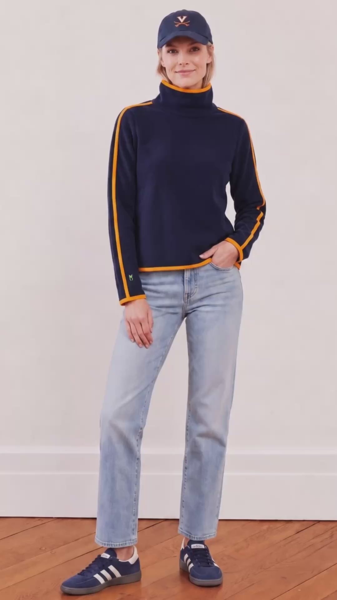 Park Slope with Tipping in Vello Fleece (Navy/Orange)