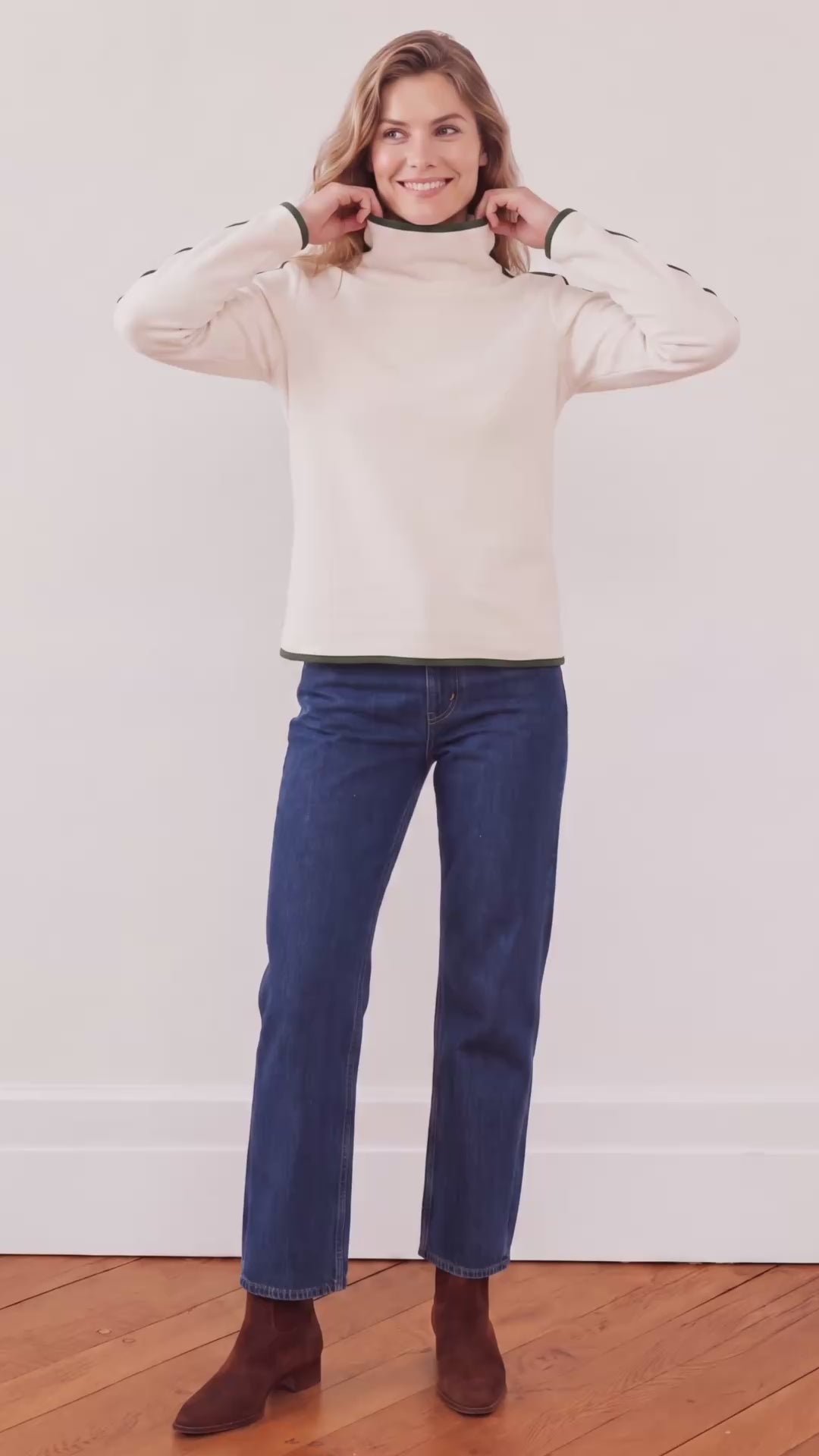 Park Slope with Tipping in Vello Fleece (Cream/Spruce)