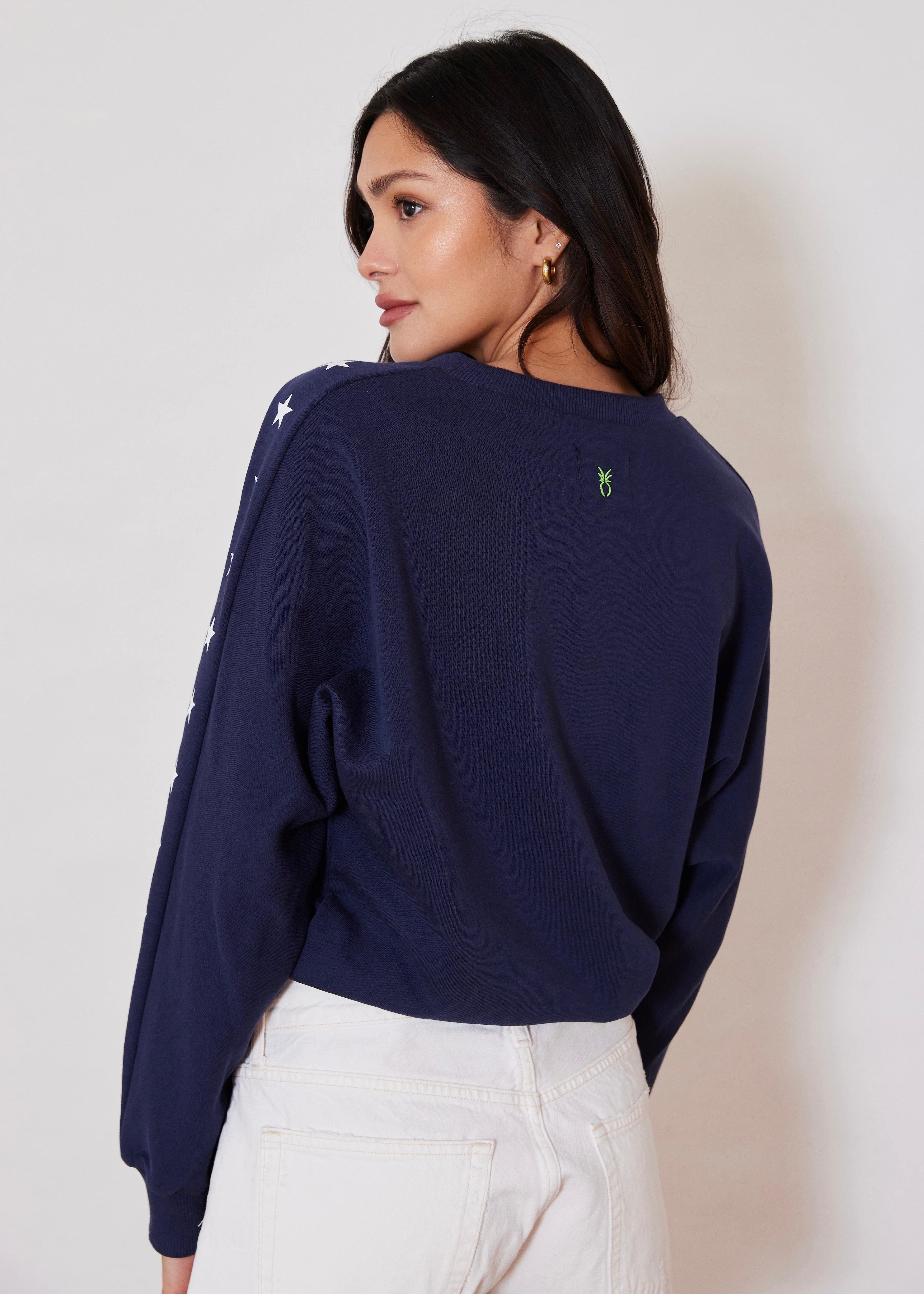 P'Town Pullover in French Terry (Navy with Placed Star Print