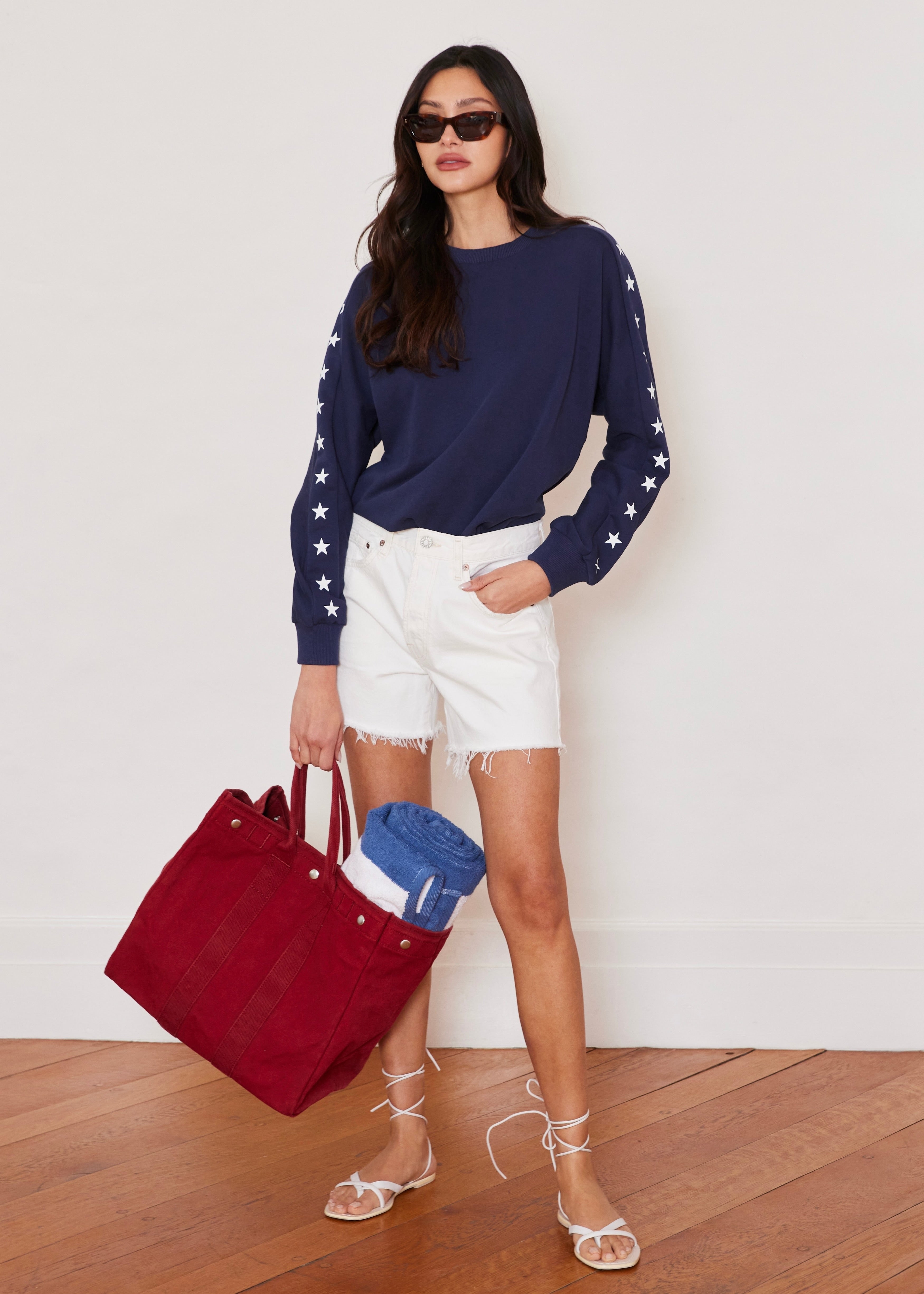 P'Town Pullover in French Terry (Navy with Placed Star Print