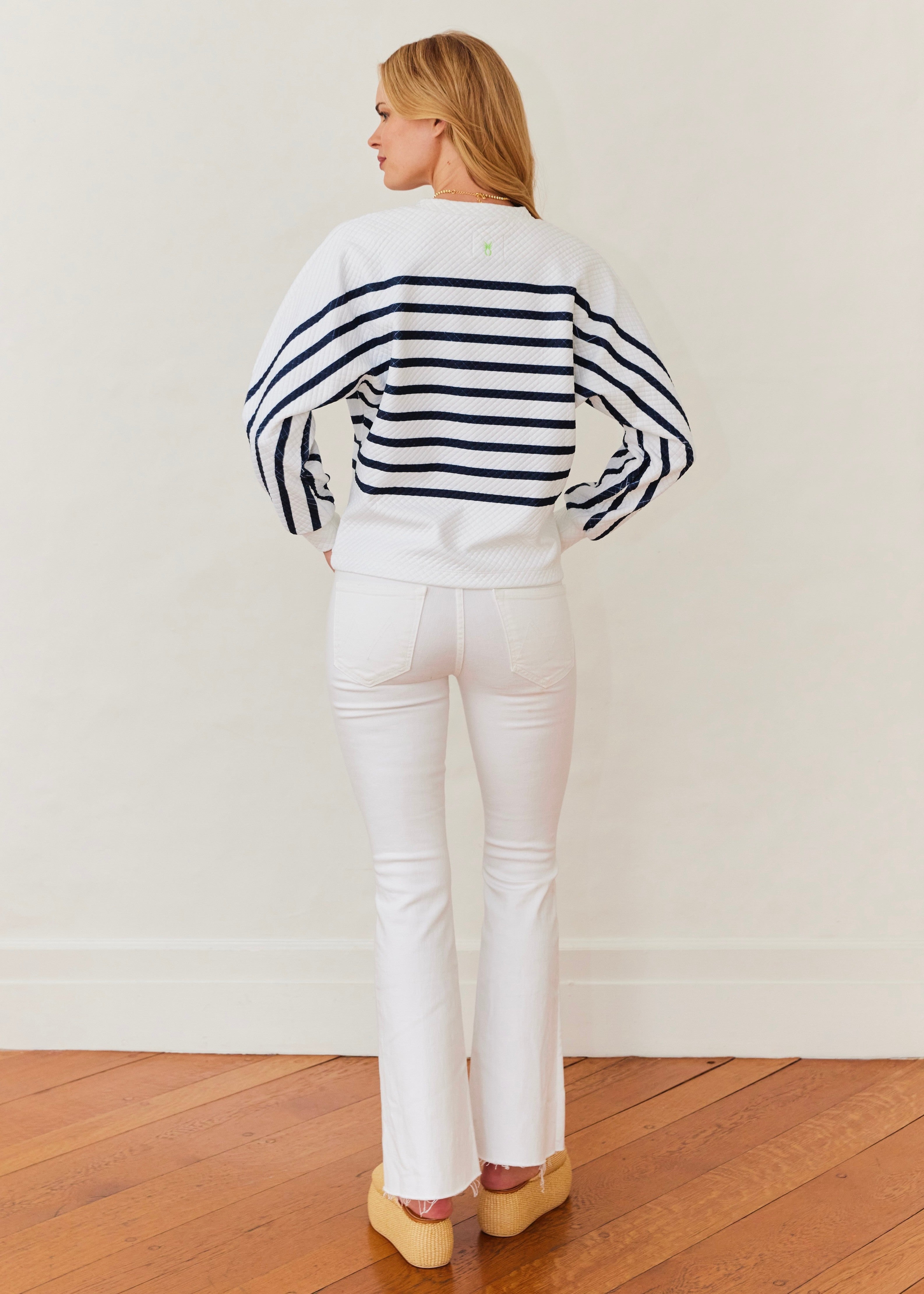 P'Town Pullover in Waffle (White/Navy Placed Stripe) – Dudley Stephens