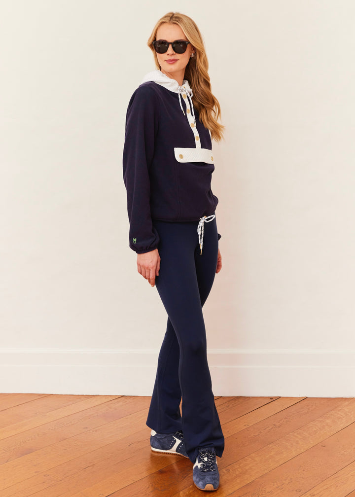 Riley Hoodie in Terry Fleece (Navy/White)
