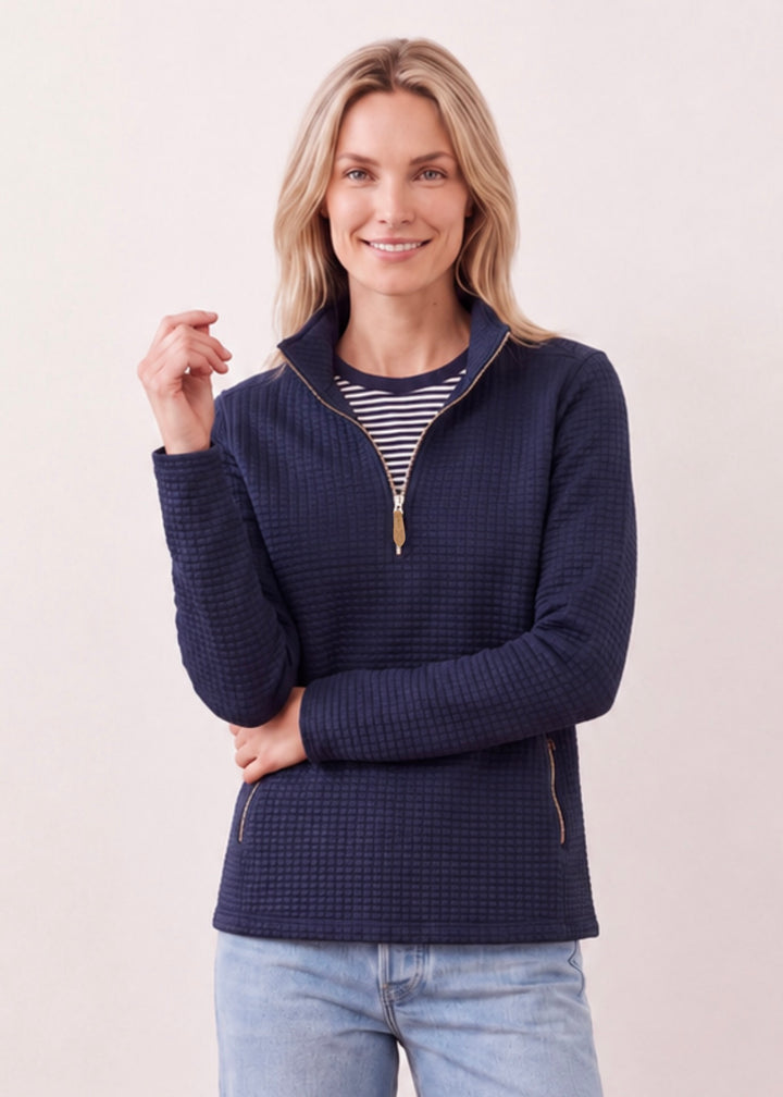 Smith Point Pullover in Waffle (Navy)