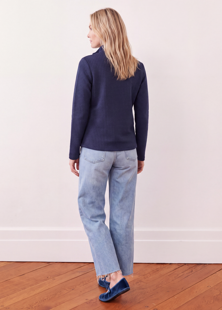 Smith Point Pullover in Waffle (Navy)