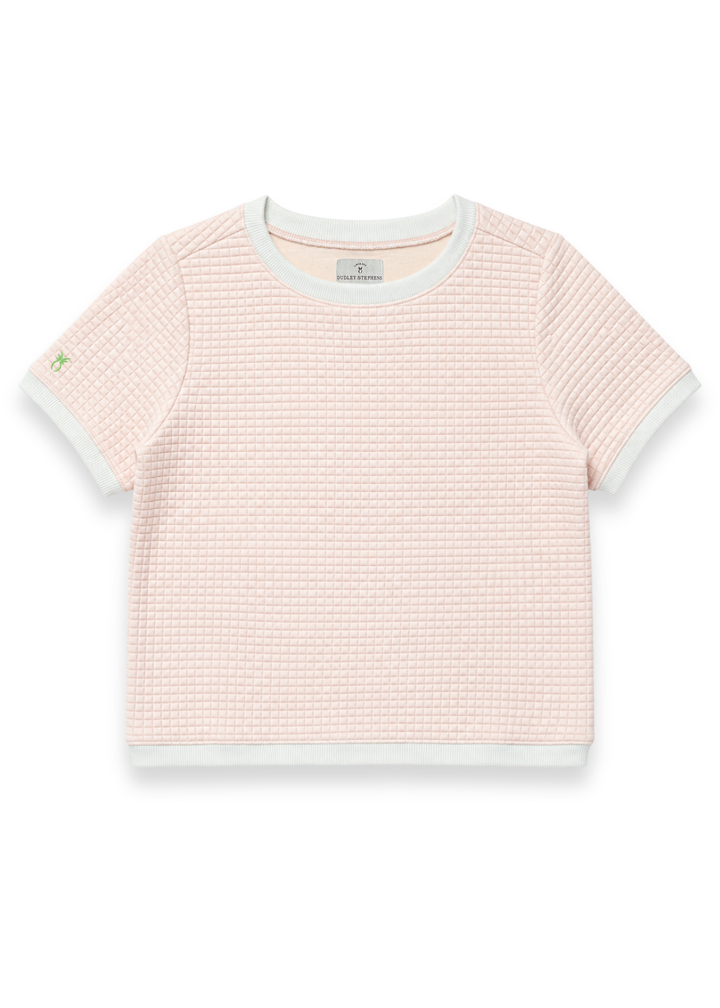 Surfside Ringer Tee in Waffle (Powder Blush)