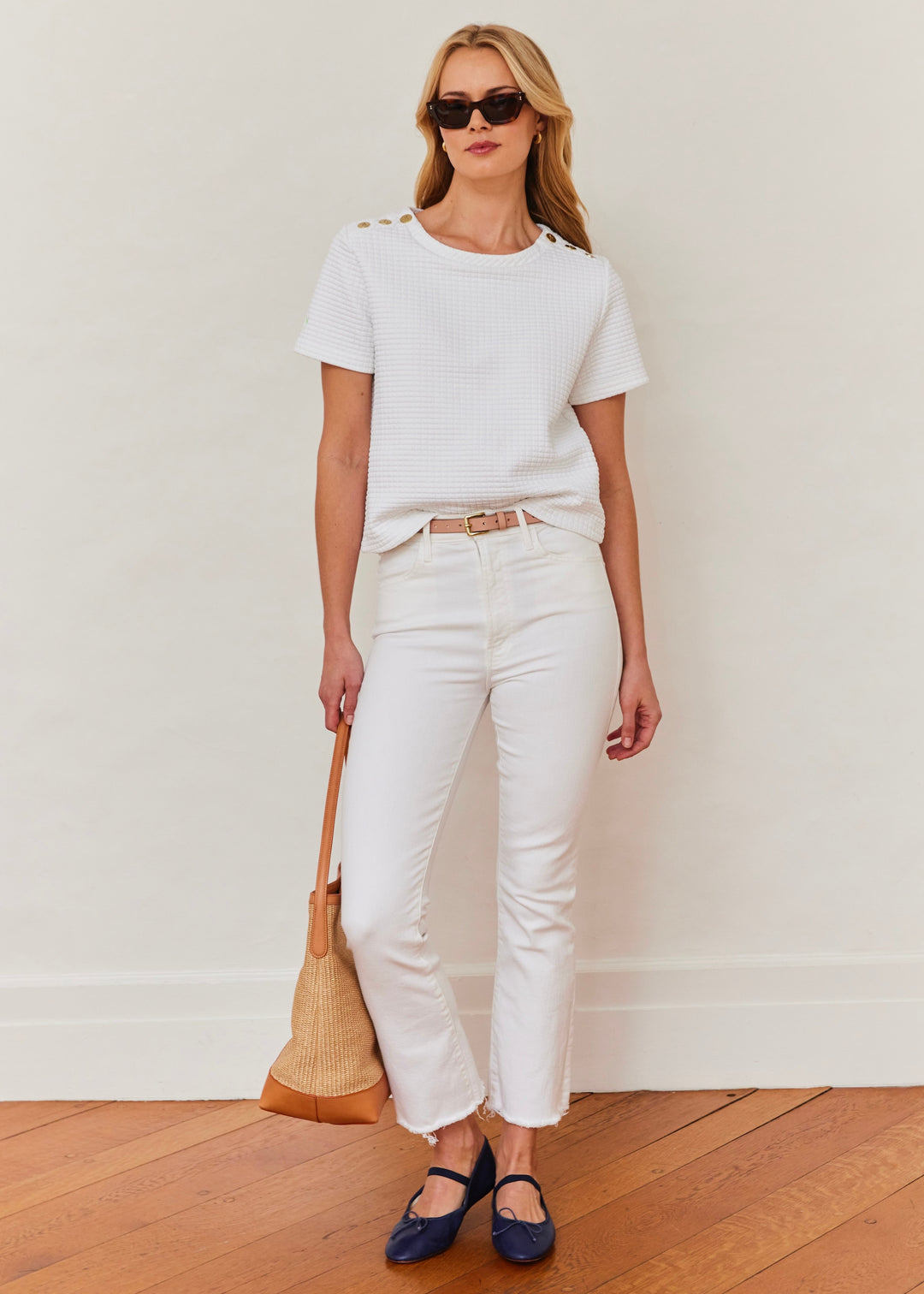 Surfside Tee in Waffle (White)