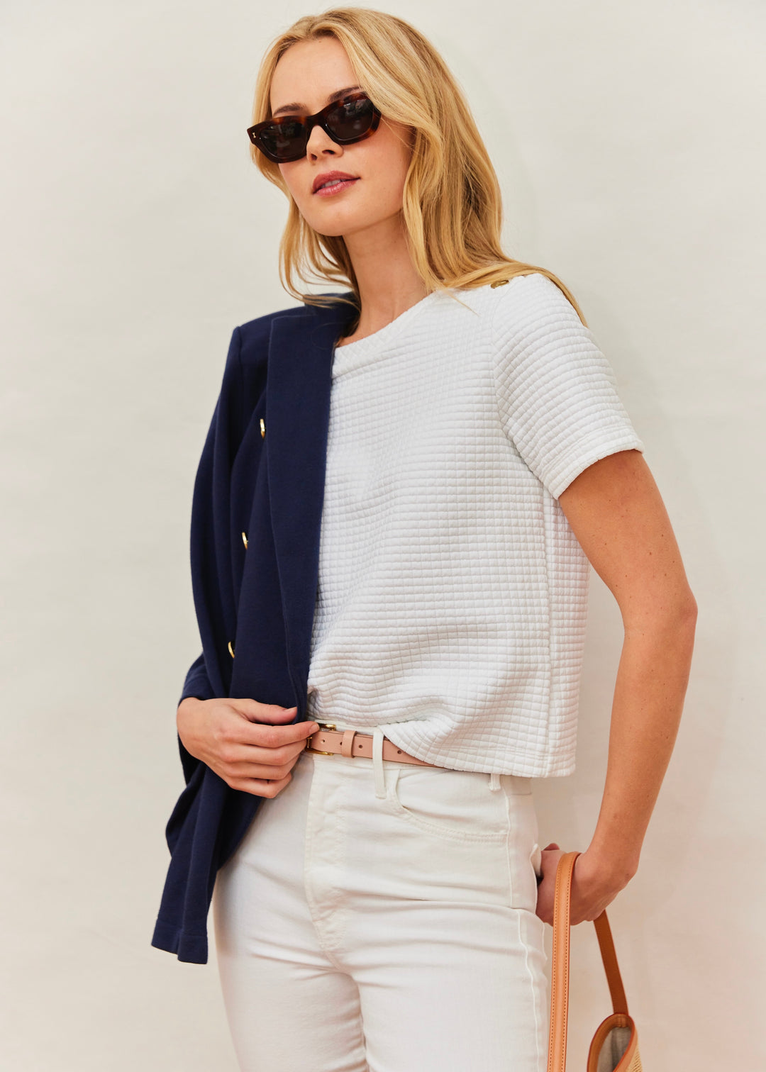 Surfside Tee in Waffle (White)