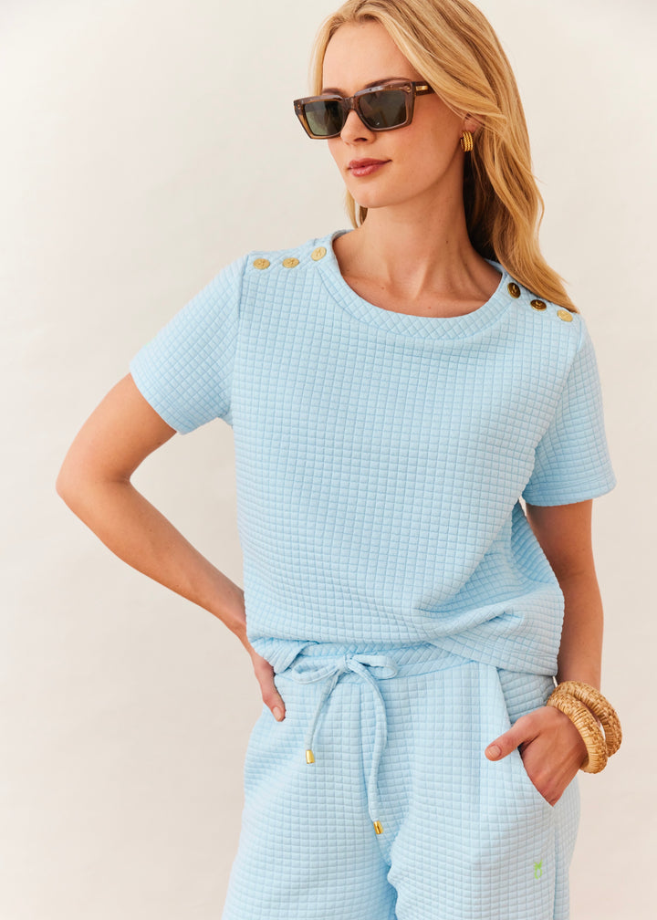 Surfside Tee in Waffle (Crystal Blue)