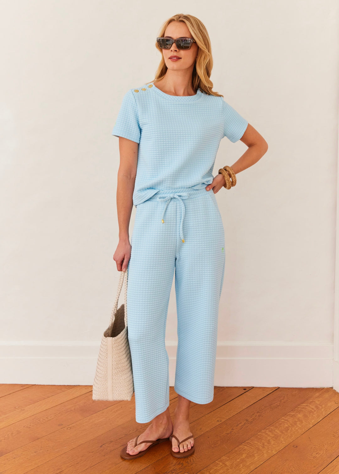 Surfside Tee in Waffle (Crystal Blue)