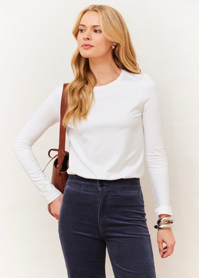 Tillary Crewneck in Repreve® Stretch (White)
