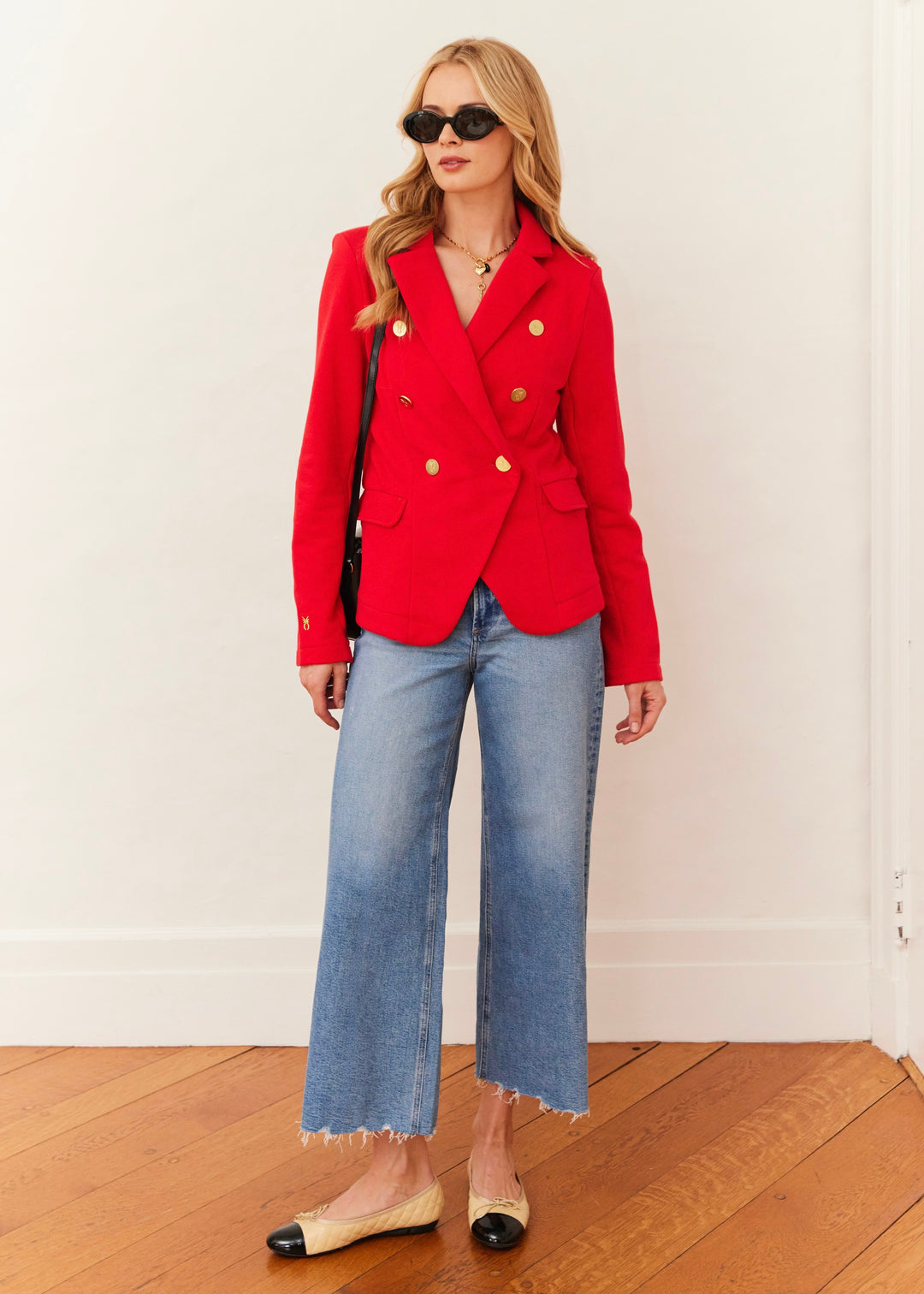 Uptown Blazer in French Terry (Cherry Red)