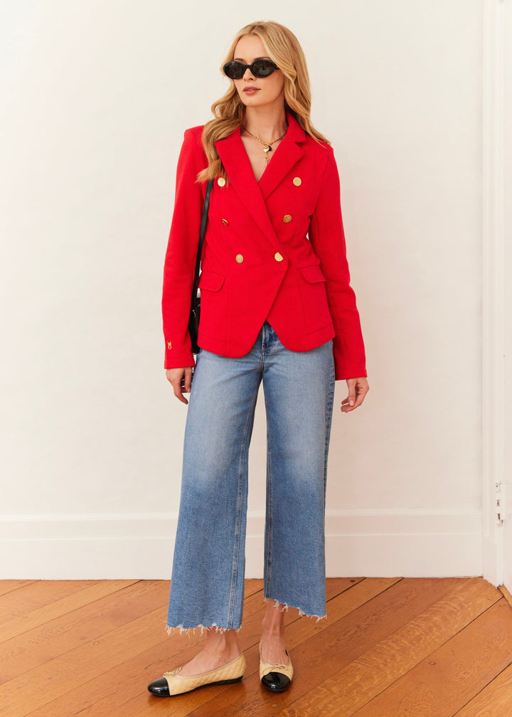 Uptown Blazer in French Terry (Cherry Red)
