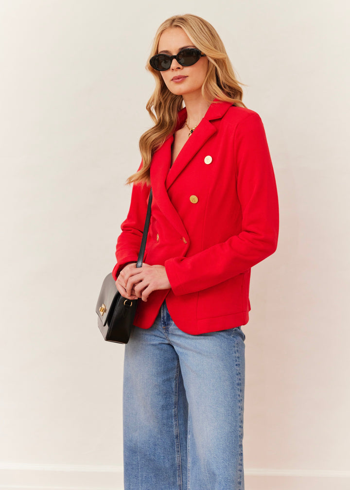 Uptown Blazer in French Terry (Cherry Red)