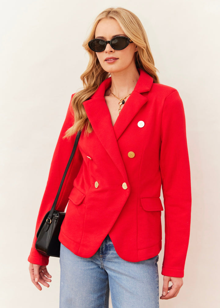 Uptown Blazer in French Terry (Cherry Red)