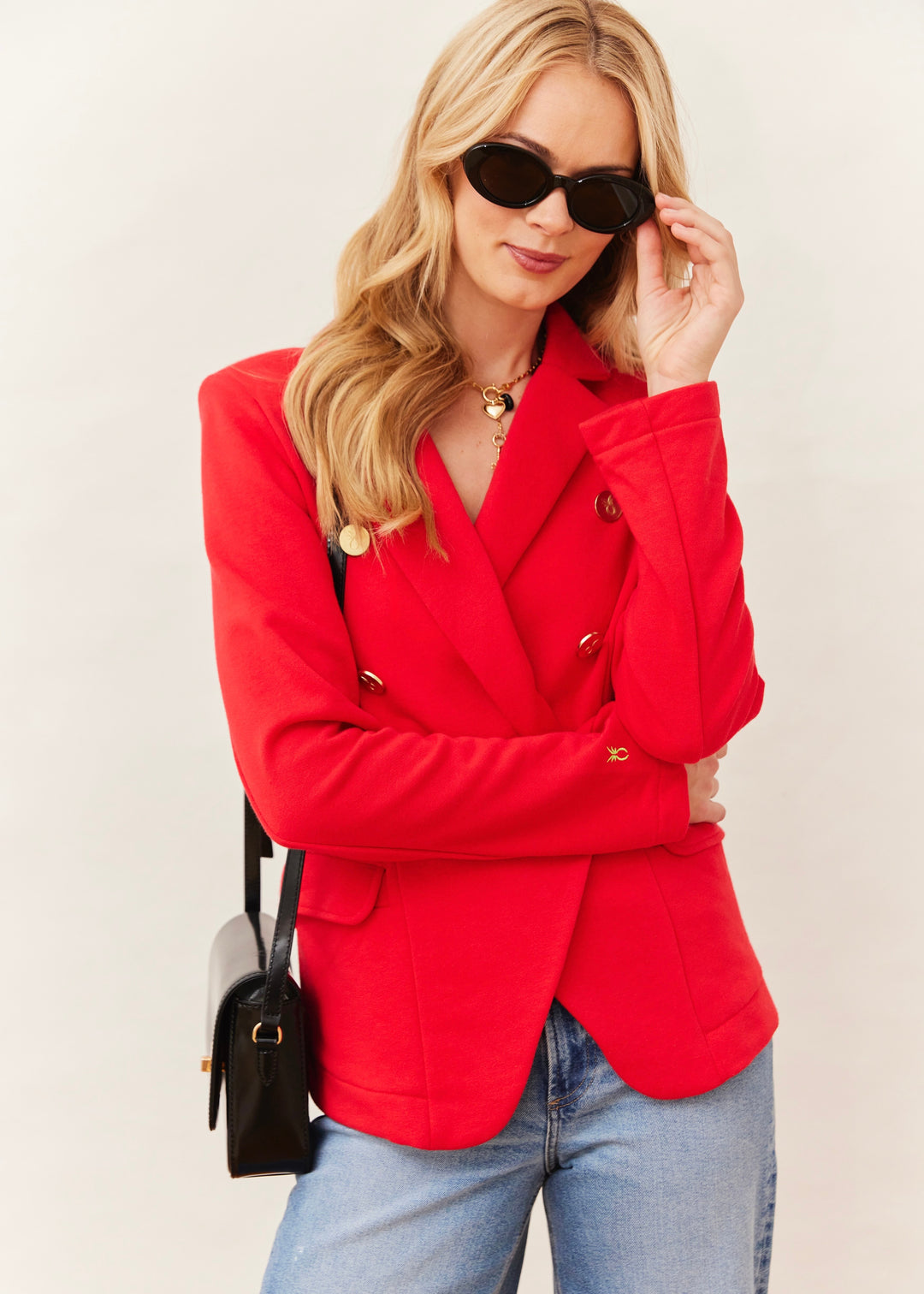 Uptown Blazer in French Terry (Cherry Red)
