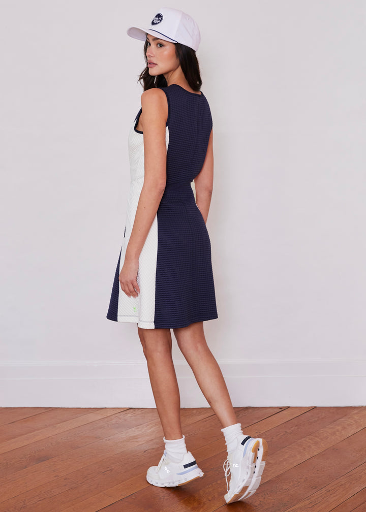 Volley Dress in Waffle (Navy/Cream)
