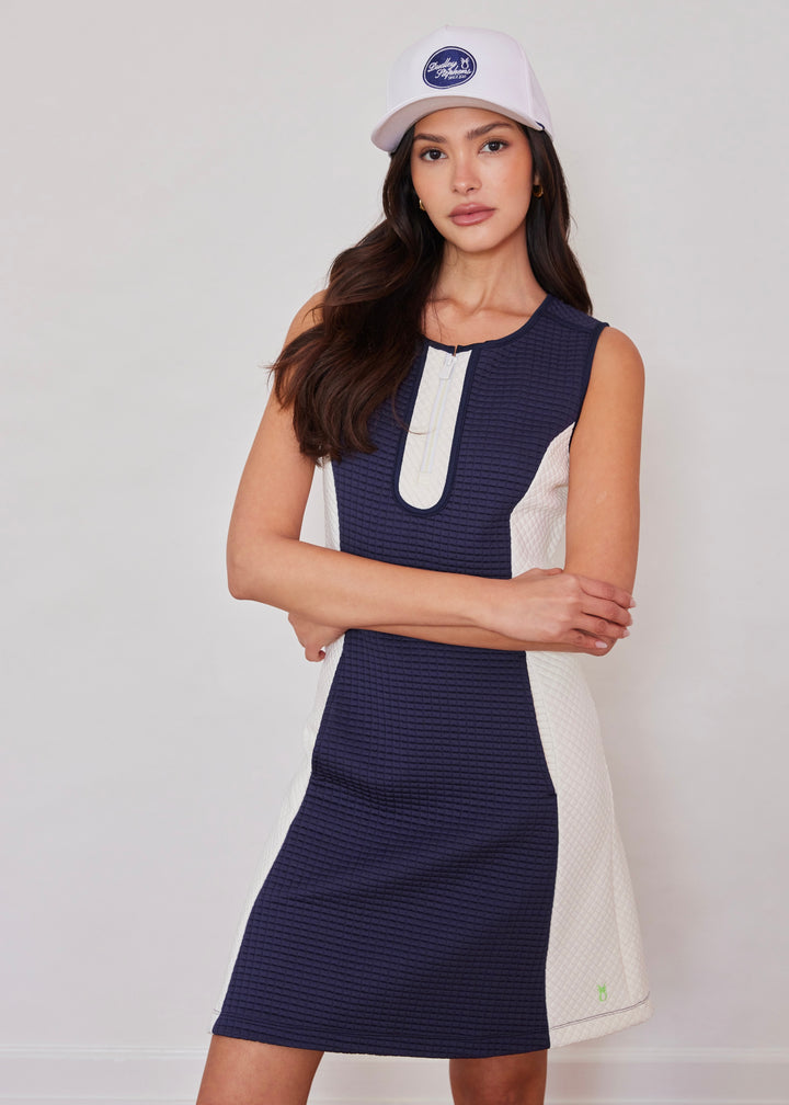 Volley Dress in Waffle (Navy/Cream)