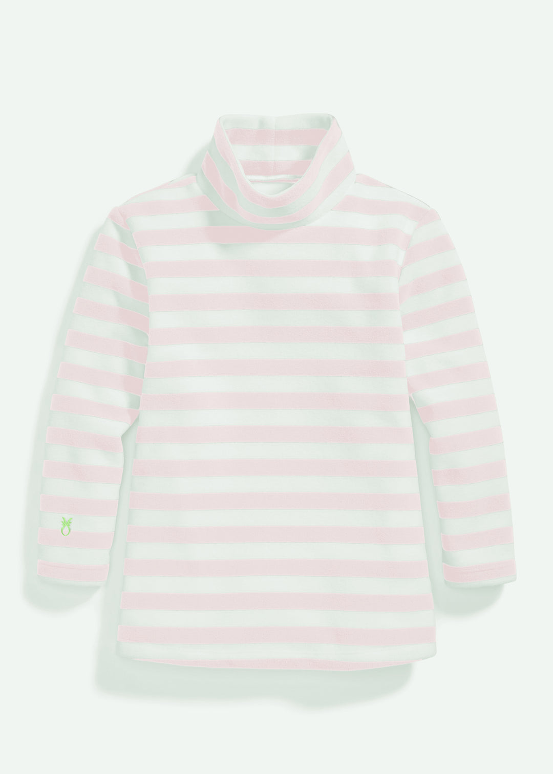 Greenbriar Girls Turtleneck in Striped Fleece (Pink / White)